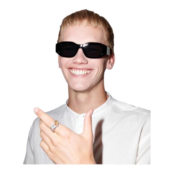 SZADE NIB East Side Black Ink Sustainable On Trend Rectangular Frame Sunglasses - Picture 14 of 16